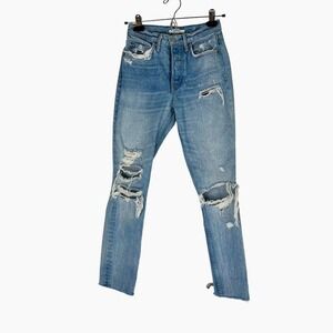 GRLFRND High Rise Ripped Denim Jeans